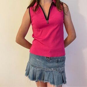 Hot pink vintage Fontana medium quarter zip tank top